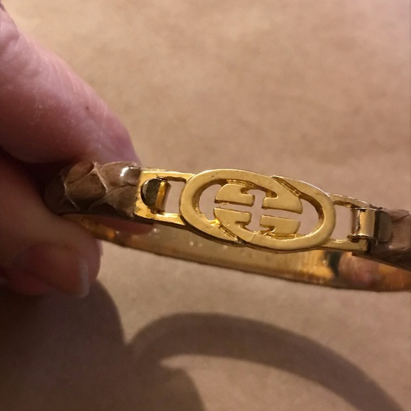 Vintage Gucci tan snakeskin and 24K Gold plated bracelet - Picture 1 of 12